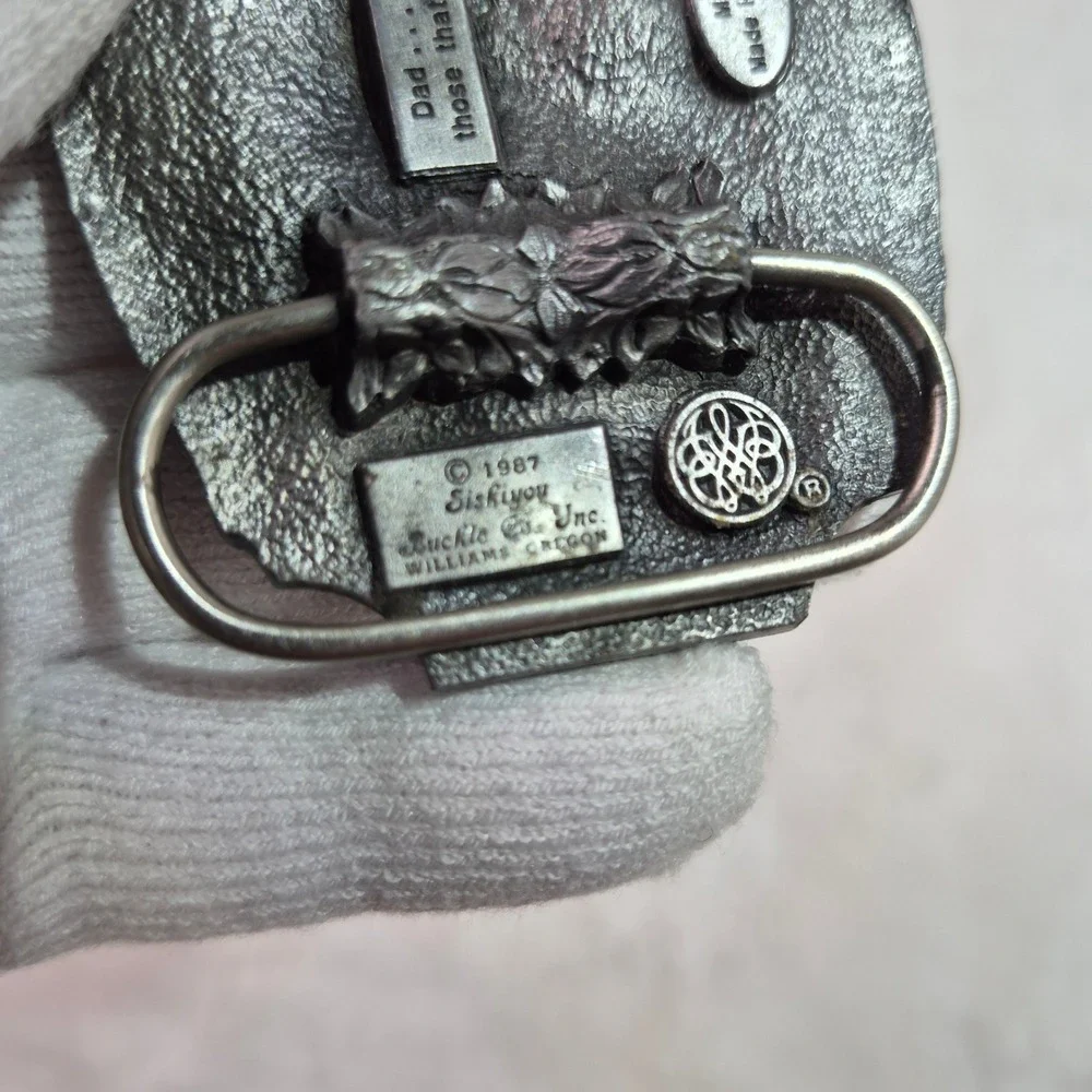 Vintage 1987 Siskiyou Buckle Co DAD Pewter Belt Buckle Blue Enamel USA Made M-50